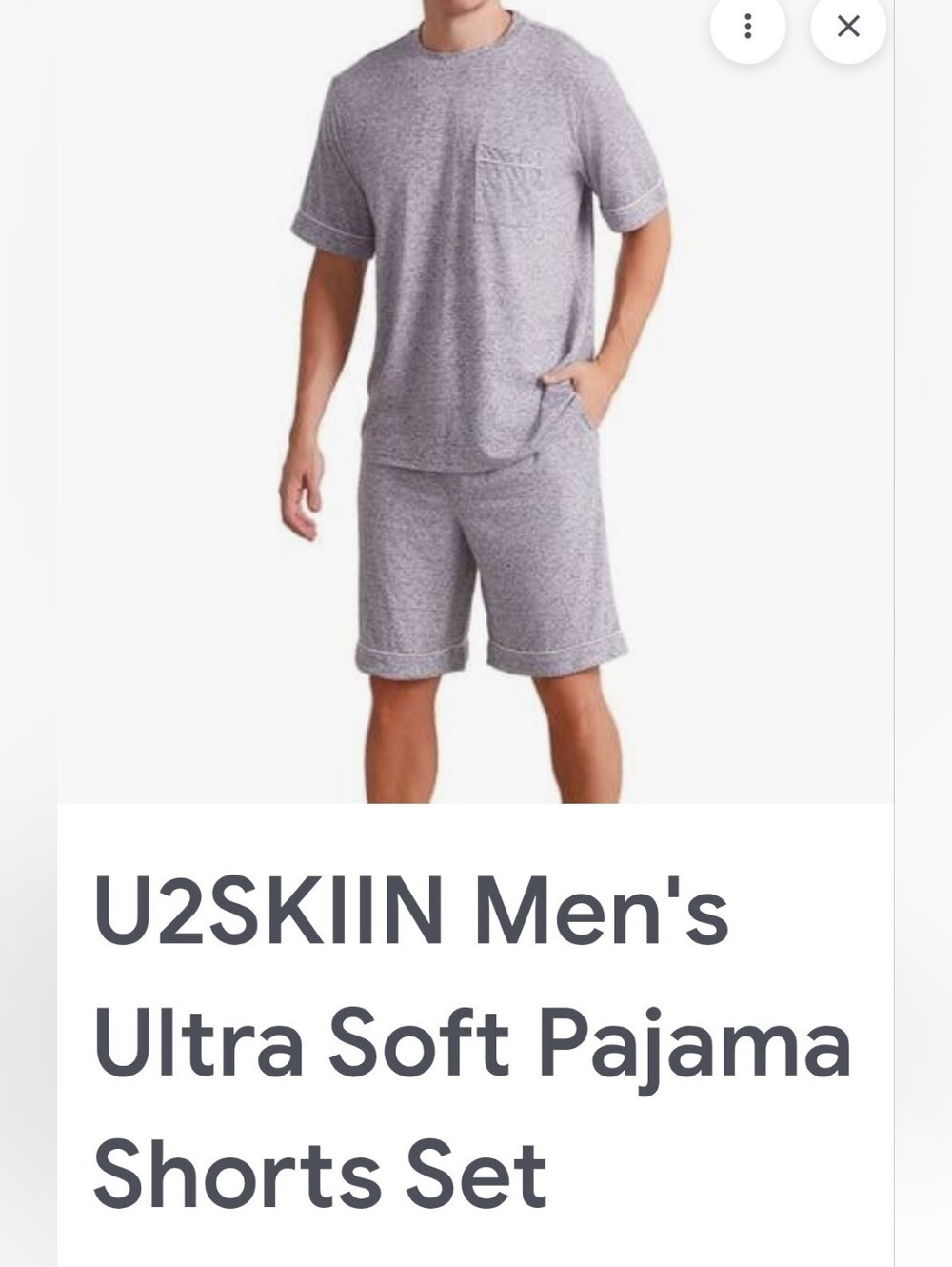 U2SKIN Men’s Ultra Soft Pajama Shorts Set Black 2XL